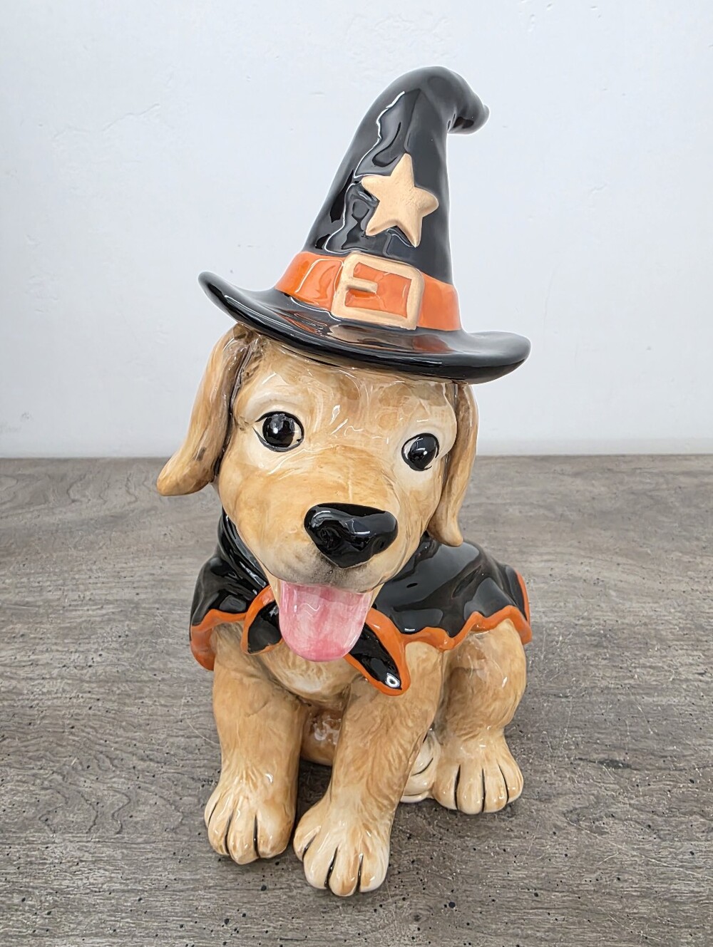 Blue Sky Ceramic Dog Witch Halloween Decor Figurine Viral New 9" tall